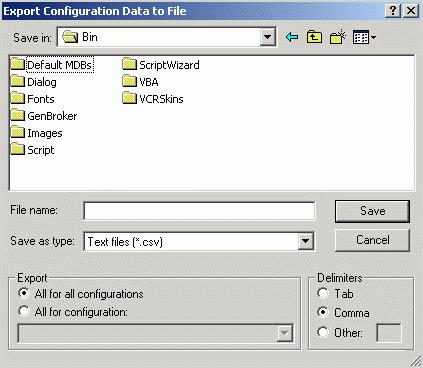 Exporting Configuration Data Exporting Data to an XML File The Configurator also allows you to export data from your configuration database to an XML file.