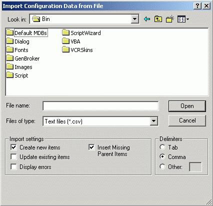Importing Configuration Data When you have selected a file to import, click Open. When the import is completed, the File Import Results dialog box opens, as shown below.