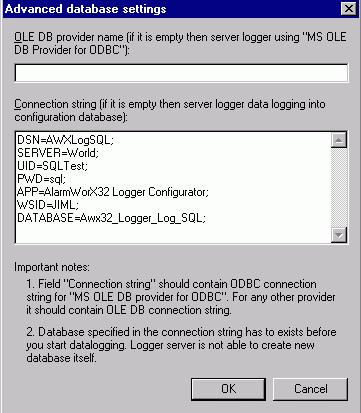 Creating a New ODBC Data Source Advanced Database Settings Dialog To set up data logging, you must first configure the underlying database and set up ODBC data sources.
