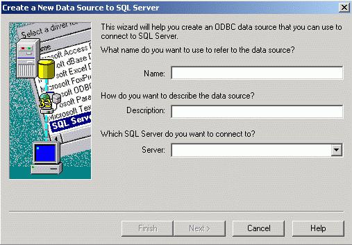 3. Click Finish to configure your new database. This opens the Create a New Data Source to SQL Server dialog box, shown below.