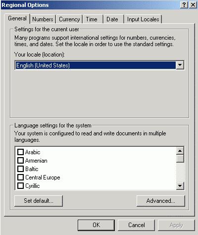 Setting the Windows Regional Language Options Selecting the Character Set (Code Page) in the Printer By selecting the desired language in Windows, the Logger will convert the UNICODE characters to