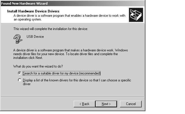 The [Install New Hardware Device Drivers] screen appears.
