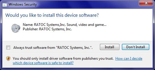 dialog box below and continue driver installation.