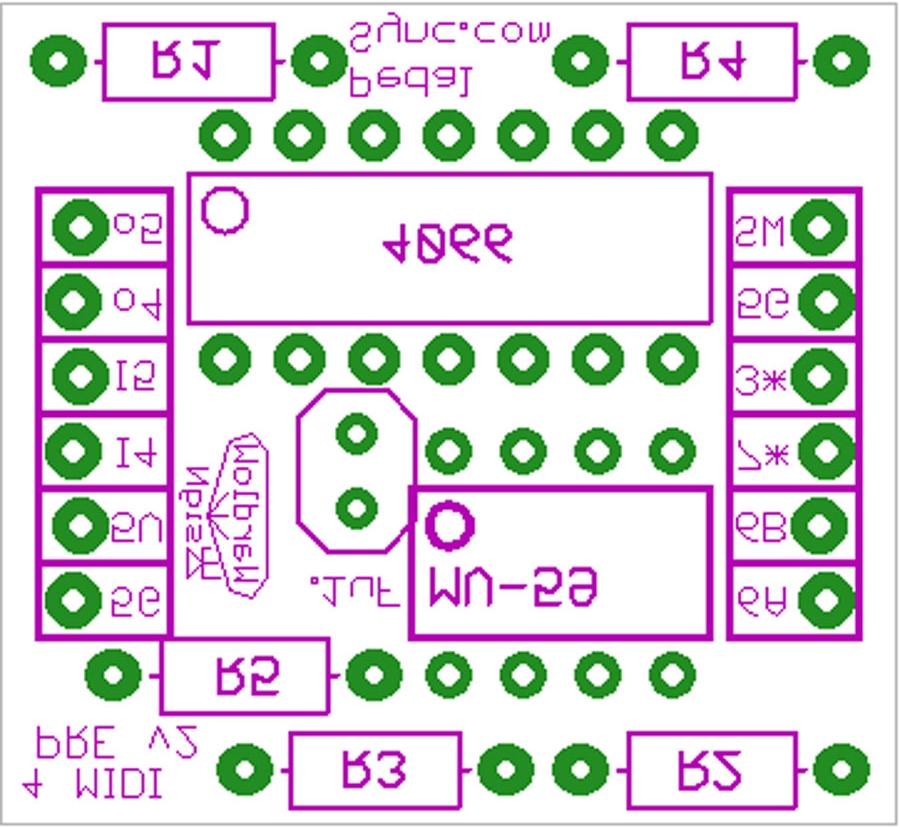 Datasheet - p.6 4 MIDI PRE Module The 4 MIDI PRE module is designed to allow the following connections: Pin Connection 5G 5-volt Digital Ground connection (e.g. 5G connection from the PedalSync Tru-Foot LFO or Four Pots module) 5V Connection for regulated 5-volt power input (e.