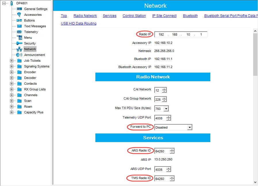 Configuring MOTOTRBO Equipment 4.4.2 Network In the left pane, select Network. In the Network pane, specify the following parameters.