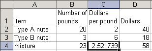 pound, to make 200 pounds of mixture that costs $5 per pound. How many pounds of each kind of nuts must he use?
