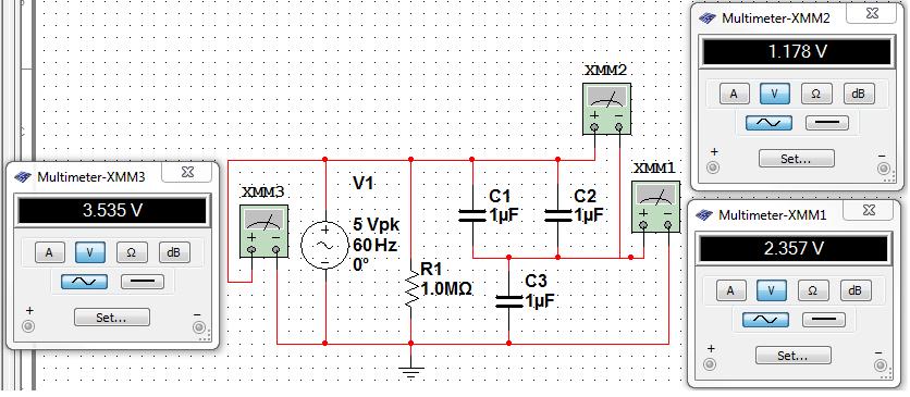 Page 9 of 11 Figure 4: Circuit 3 Parallel/Series Capacitor Circuit Step 1: select and measure 3, 1 μf Capacitors ( or a set of Capacitors Near 1μF) and a 1 MΩ resistor Step 2: record the capacitances