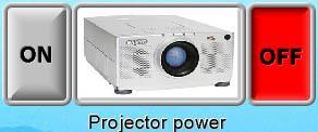 The LCD Projector is switched on or off with the icon pictured to the left.