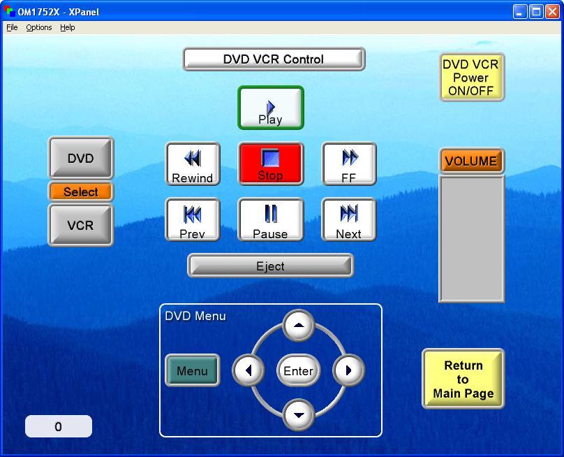 The control window allows remote control of DVD VCR functions.