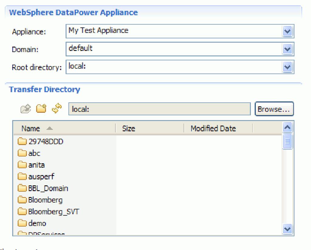 In the appliance's transfer directory list, navigate to the directory in which you want to transfer files, or create a new