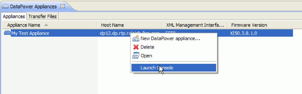 Switch to Appliances tab of the DataPower Appliance view. 2.