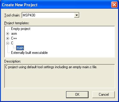 3 Project Template Selection Figure 1.2: Here we select the language in which we shall write our code. Select the 'C' le and then the 'main' option.
