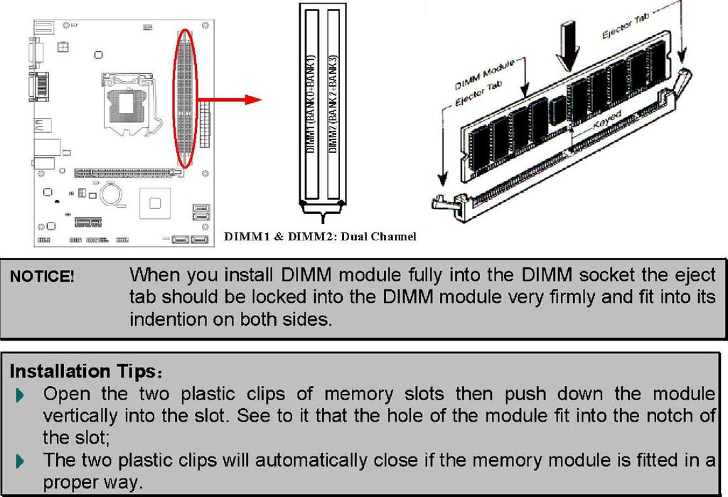 Valid Memory Configurations Bank 240-Pin DIMM PCS Maximum Capacity DIMM1 DDR III 800/DDR III 1066/ DDR III 1333 X1 4GB DIMM2 DDR III 800/DDR III 1066/ DDR III 1333 X1 4GB Total System Memory (Max