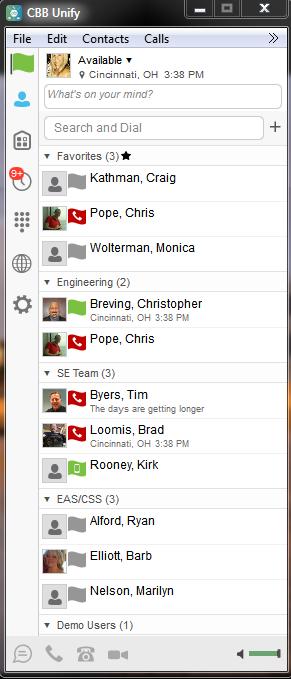 Main Window When you start Communicator for the first time, your Contacts list is empty. Use the Search and Dial field to find people and add them to your Contacts list.