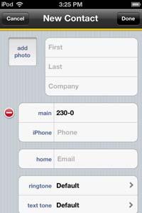 Create, the New Contact screen appears with the number already entered. Complete the other fields.