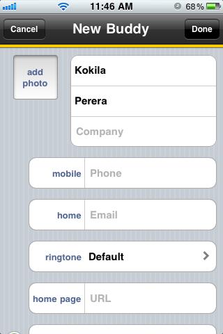Enter a name and softphone number. Tap the arrow in im uri.