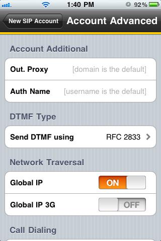 Bria iphone Edition User Guide Account Advanced (SIP) To change these fields on an existing account, you must first unregister the account or turn Enabled off for the account.