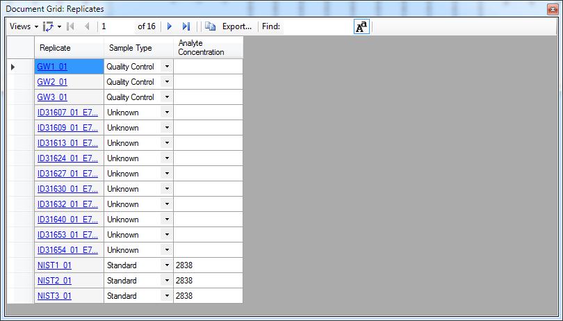 Now, returning to the Document Grid view: Click on the Views control and select Replicates.