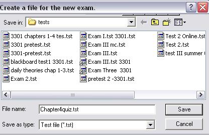 On the right side of the screen where the questions are listed, click on Save icon. Click on Save Icon 15. The quizzes are stored in a folder called Tests.