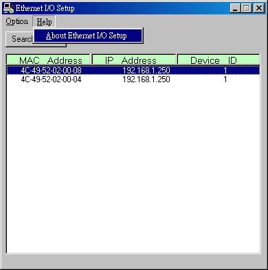 And the About Ethernet I/O Setup window opens, view