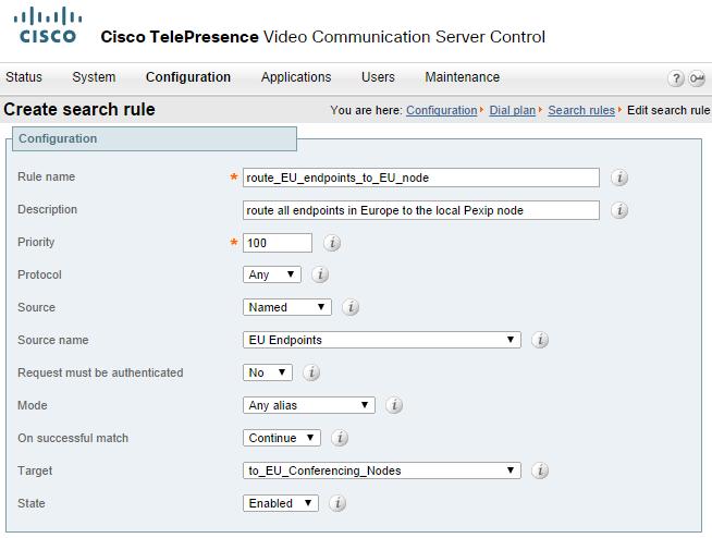 Using Multiway with Pexip Infinity Example search rule routing calls from a specific subzone to a specific Conferencing Node Using Multiway with Pexip Infinity Multiway is a Cisco TelePresence