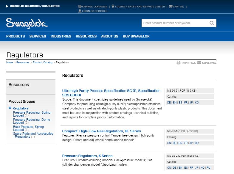 Swagelok Columbus Charleston Quick Look Guide/ WEB HOW TO FINDING PRODUCT CATALOGS Hover over products and click one of the drop down categories.