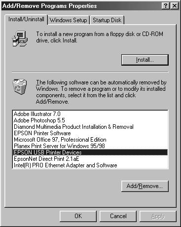 Uninstalling the USB device driver When you connect the printer to your computer with a USB interface cable, the USB device driver is also installed.