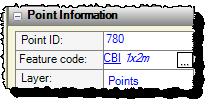 Select END in the list, and click the Add Code button. Then click OK to see the change in the Properties pane for point 728. b. For point 780, change cb 1x2m to CBI 1x2m.