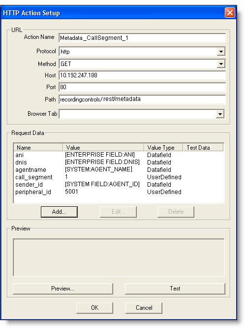 Integrating CAD with the Recording Controls API Commands where <Web Base server IP address> is the IP address or hostname for the Web Base server. Note that this address is case sensitive.