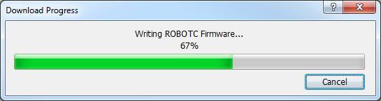 If your ROBOTC Firmware is out-of-date, another Download Progress window will appear and begin the ROBOTC Firmware download.