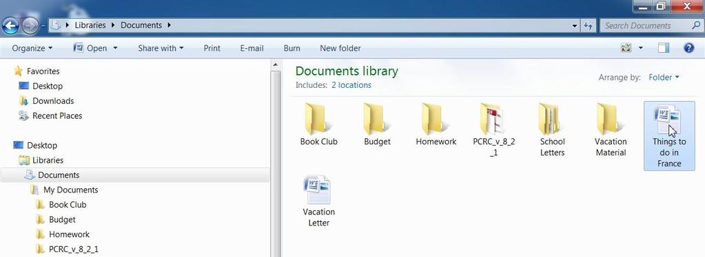 Exercise 5C Create a New Folder In this exercise you will create a folder in the Documents Library. 1. Open the Documents Library. 2. Click on New Folder. 3. Name this folder Grocery Lists. 4.