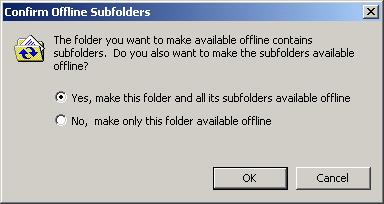 452 Chapter 10 Accessing Files and Folders FIGURE 10.13 Configuring offline subfolder availability The offline files will be copied (synchronized) to the local computer.