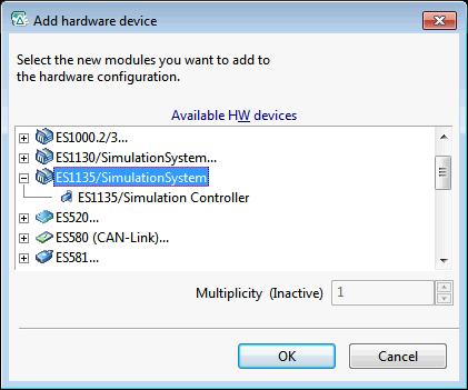 ETAS Configuring the Hardware To insert the E-Target (ES113x, ES910 or RTPRO-PC directly connected): In the INCA hardware configuration editor, choose the Device Insert menu option.