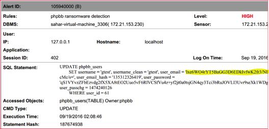 removed. The decryption key, in this case, was fetched from a remote server. Figure 3. McAfee Vulnerability Manager for Databases showing encryption of the email field.