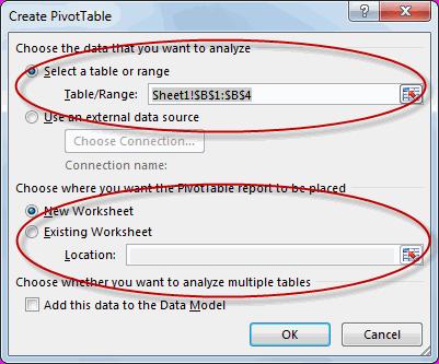 Using Pivot Tables 2. On the Insert tab, in the Tables group, click the PivotTable command (and in Excel 2007 and 2010, then select PivotTable): 3.