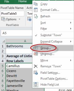 Using Pivot Tables 2. Right-click and select Group. 3.