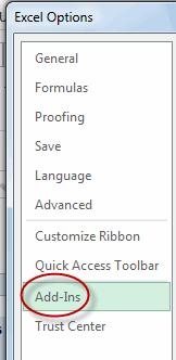 Using Pivot Tables 2. In the Excel Options dialog box, on the right, select Add-Ins. 3.
