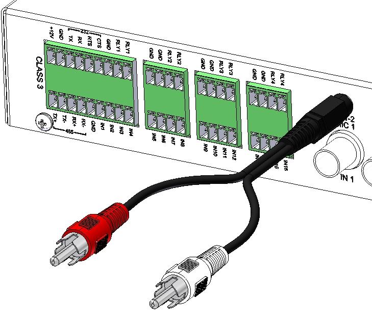 5. Connect the power supply to an outlet or UPS. 6. If required, connect the serial ports of the Nextiva S1800e encoder to the PTZ cameras.