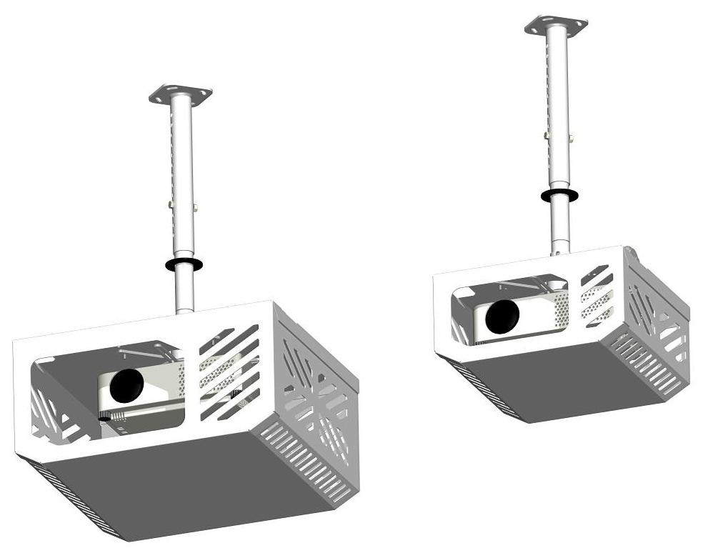 Universal projector housings 6 A housing or cage construction protects the projector against theft.