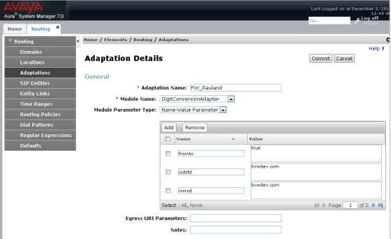 6.1.3. Create an Adaptation Rule Session Manager used an Adaptation rule for two purposes.