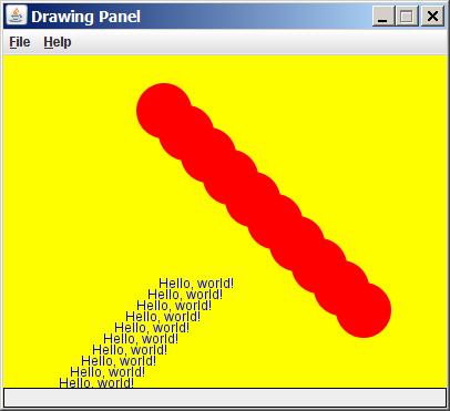 Drawing with loops We can draw many repetitions of the same item at different x/y positions with for loops.