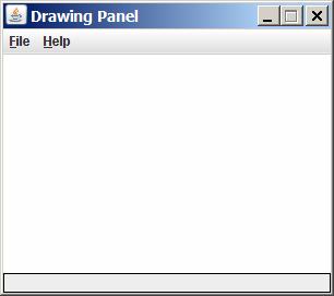 DrawingPanel To create a window, construct a DrawingPanel object: DrawingPanel <name> = new DrawingPanel(<width>, <height>); Example: DrawingPanel