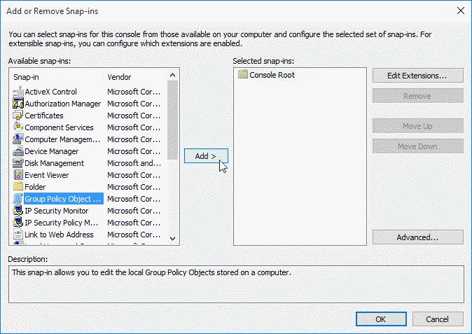 In the Select Group Policy Object window (wizard), under Group Policy