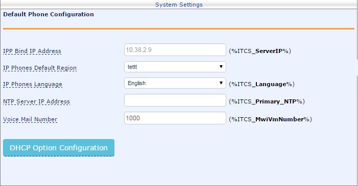 CloudBond 365 To define a placeholder value: 1. Access the System Settings page (Phones Configuration > System Settings). Figure 29-8: System Settings 2.