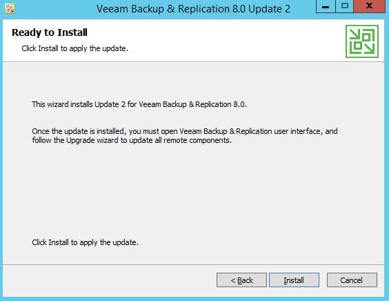 VeeamBackup&Replication_8.0.0._Update3. To install the patch file: 1. Run the patch file with an Administrator login.