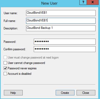 CloudBond 365 3. Enter the new user details on the New User screen. 4. Click Create.