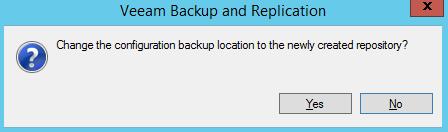 Set the new Repository as the default for configuration backup, and then