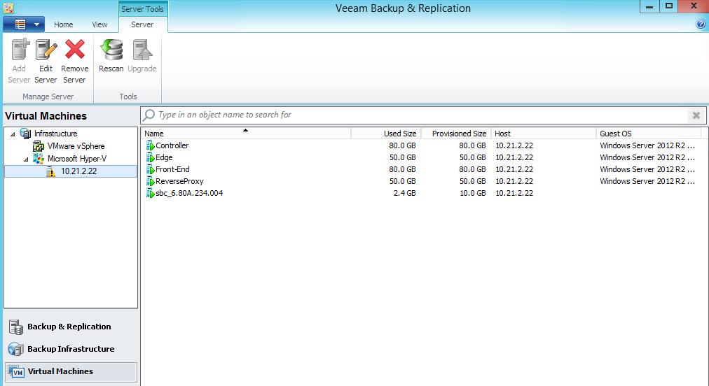 16. The Microsoft Hyper-V server with its Virtual Machines appears on the screen.