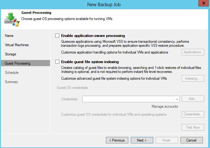 CloudBond 365 10. Click Next. Figure 42-18: New Backup Job Guest Processing 11. Select the 'Backup window' check box to terminate the job if it exceeds the allowed backup window.