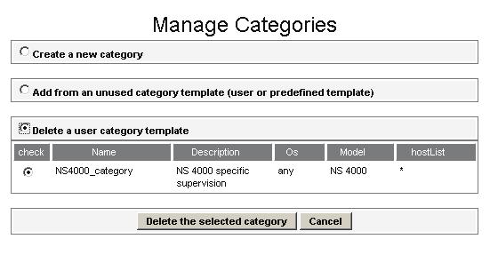 Then in the Manage Categories popup window (Figure 5-7), check Delete a user category template, choose the template and click